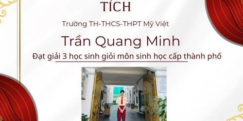 CHÚC MỪNG THÀNH TÍCH ĐÁNG TỰ HÀO CỦA EM TRẦN QUANG MINH HỌC SINH GIỎI CẤP THÀNH PHỐ TRƯỜNG MỸ VIỆT