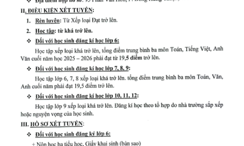 THÔNG BÁO TUYỂN SINH NĂM HỌC 2026 - 2027